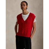 Swetry damskie - POLO RALPH LAUREN Wełniana kamizelka | Loose fit | z dodatkiem kaszmiru - miniaturka - grafika 1