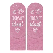 Skarpetki dla dzieci - Skarpetki dziecięce różowe SOXO z napisami zabawne - 22–24 - miniaturka - grafika 1