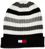 Czapki męskie - Tommy Hilfiger męska Czapka męska Striped Ribbed Beanie, Szary melanżowy, rozmiar uniwersalny - miniaturka - grafika 1