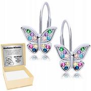 Biżuteria dla dzieci - Srebrne Kolczyki 925 Kolorowe Motylki dla Dzieci - miniaturka - grafika 1