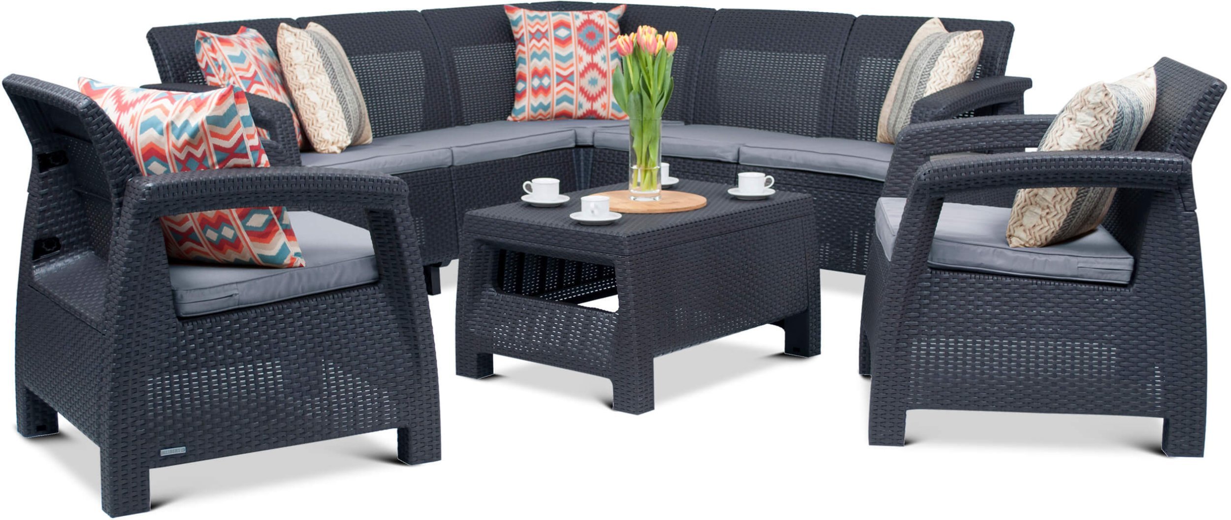 Keter zestaw mebli ogrodowych Corfu narożnik z fotelami i stolikiem dla 6 osób