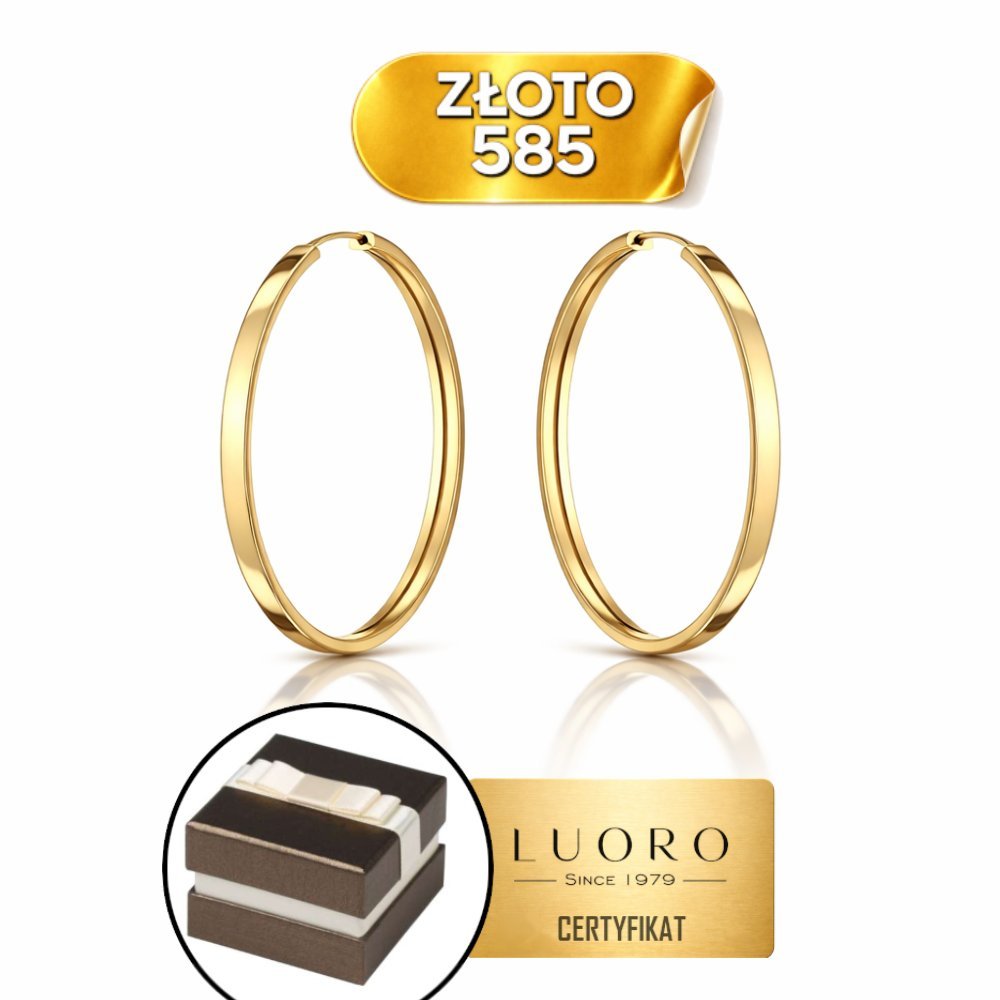 Kolczyki złote 585 14K szerokie kółka 18 mm kreol eleganckie klasyczne