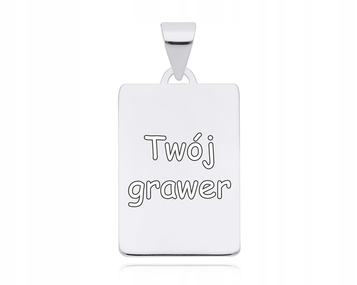 Zawieszka Srebrna Męska Blaszka Gładka + Grawer Nieśmiertelnik Duży pr.925