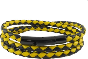 Skórzany naszyjnik Skórzany pasek 4 mm Męski naszyjnik Czarny / Żółty 17-100 cm długości z zapięciem dźwigniowym Czarny pleciony, długość: 85 centymetrów - Naszyjniki męskie - miniaturka - grafika 1