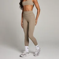 Legginsy - Damskie legginsy z zakładką w pasie z kolekcji Studio MP – Light Taupe - XXL - miniaturka - grafika 1