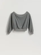 Bluzy damskie - Reserved - Bluza z odkrytymi ramionami - ciemnoszary - miniaturka - grafika 1