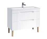 Szafki łazienkowe - Szafka z umywalką, stojąca, Fiji, 100x46x62 cm, biały, mat - miniaturka - grafika 1