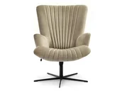 Fotele - Elegancki Fotel Na Obrotowej Nodze Do Salonu Esla Piaskowy - miniaturka - grafika 1