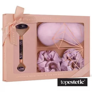 Crystallove Crystallove Amethyst Home Spa Set ZESTAW Masażer do twarzy z ametystu 1 szt + Opaska z jedwabiu 1 szt + Gumka do włosów jedwabna 4 szt - Pozostałe akcesoria do kąpieli i SPA - miniaturka - grafika 1