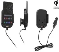 Uchwyty samochodowe do telefonów - Uchwyt indukcyjny dedykowany do Samsung Galaxy S20 z wbudowanym kablem USB oraz ładowarką samochodową - miniaturka - grafika 1