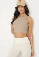 Bielizna sportowa damska - Beżowy Biustonosz Sportowy Usztywniany Gładki Tosae - miniaturka - grafika 1