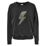 Bluzy damskie - Only czrana bluza z nadrukiem zwierzęcy wzór M - miniaturka - grafika 1