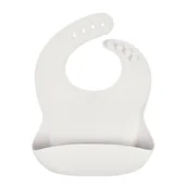 Śliniaki i fartuszki - Elastyczny Śliniak Silikonowy Z Miseczką Śliniaczek Z Kieszonką  Miękki Wodoodporny Zmywalny Boho Jasny Szary - miniaturka - grafika 1