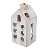 Ozdoby bożonarodzeniowe - Domek porcelanowy na podgrzewacze 7 x 6,5 x 14 cm beżowy - miniaturka - grafika 1