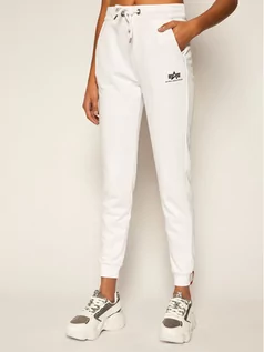 Spodnie sportowe damskie - Alpha Industries Spodnie dresowe Basic Sweat 128056 Biały Regular Fit - grafika 1