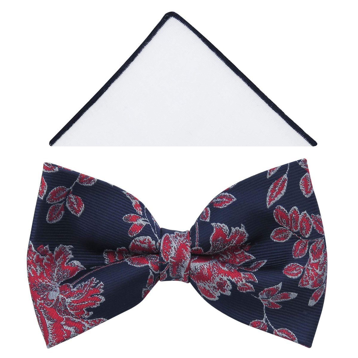 Granatowa mucha w czerwone kwiaty A390