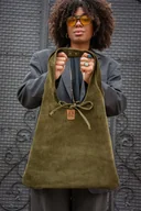 Torebki damskie - Worek zamszowy zielony od Ladybuqart - miniaturka - grafika 1