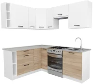 Meble kuchenne - Narożne meble do kuchni dąb sonoma + biały - Voku - miniaturka - grafika 1