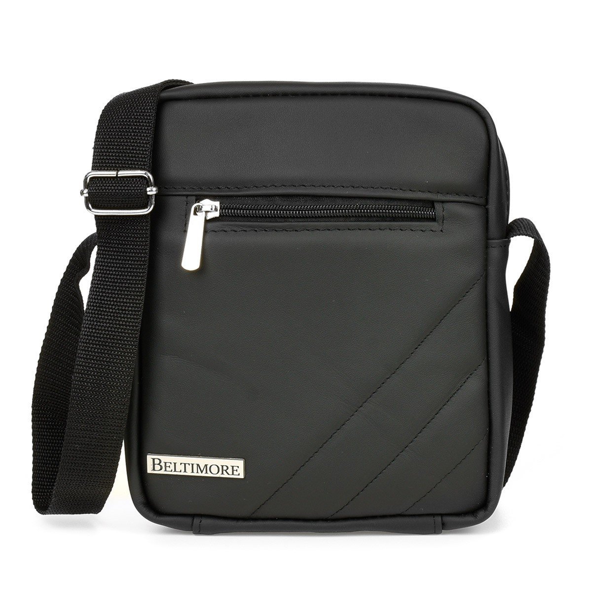Beltimore torba męska na ramię skórzana czarna pasek F17 czarny