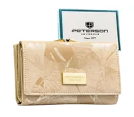Portfele - Portfel Damski Skórzany Peterson Klamra I Klapka Skóra Naturalna RFID PTN PS-108 BEŻOWY 14 x 9 x 3 [cm] - miniaturka - grafika 1