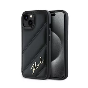 Karl Lagerfeld Diagonal Quilted Script - Etui iPhone 13 (czarny) - Etui i futerały do telefonów - miniaturka - grafika 1