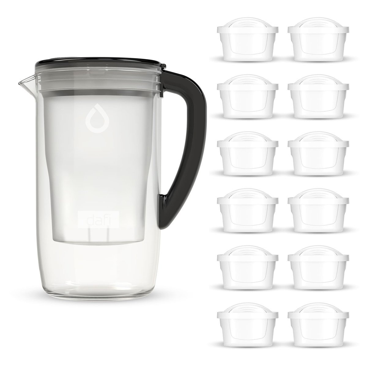 Szklany Dzbanek Filtrujący Dafi PRISMA LED Czarny 12x wkład Unimax