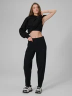 Spodnie sportowe damskie - 4F Spodnie dresowe damskie - czarne XS - miniaturka - grafika 1