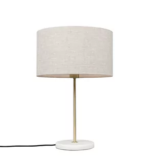 QAZQA Lampa stołowa mosiądz klosz jasnoszary 35cm - Kaso - Lampy stojące - miniaturka - grafika 1