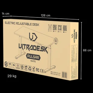 Biurko dla dzieci, elektycznie regulowany, czarna płyta, 120X60 cm, 55-81 cm, PULSAR, uchwyt na słuchawki, klips na kable, ULTRADE - Biurka - miniaturka - grafika 10