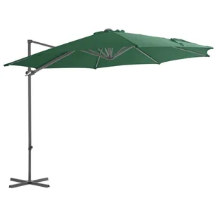 vidaXL Parasol wiszący ze stalowym słupkiem, 300 cm, zielony - Parasole ogrodowe - miniaturka - grafika 9