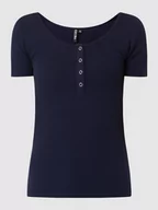 Koszulki i topy damskie - T-shirt z prążkowaną fakturą model ‘Kitte’ - miniaturka - grafika 1