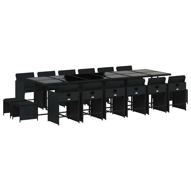 Zestaw mebli ogrodowych Rattan PE czarny 330x106x73 cm