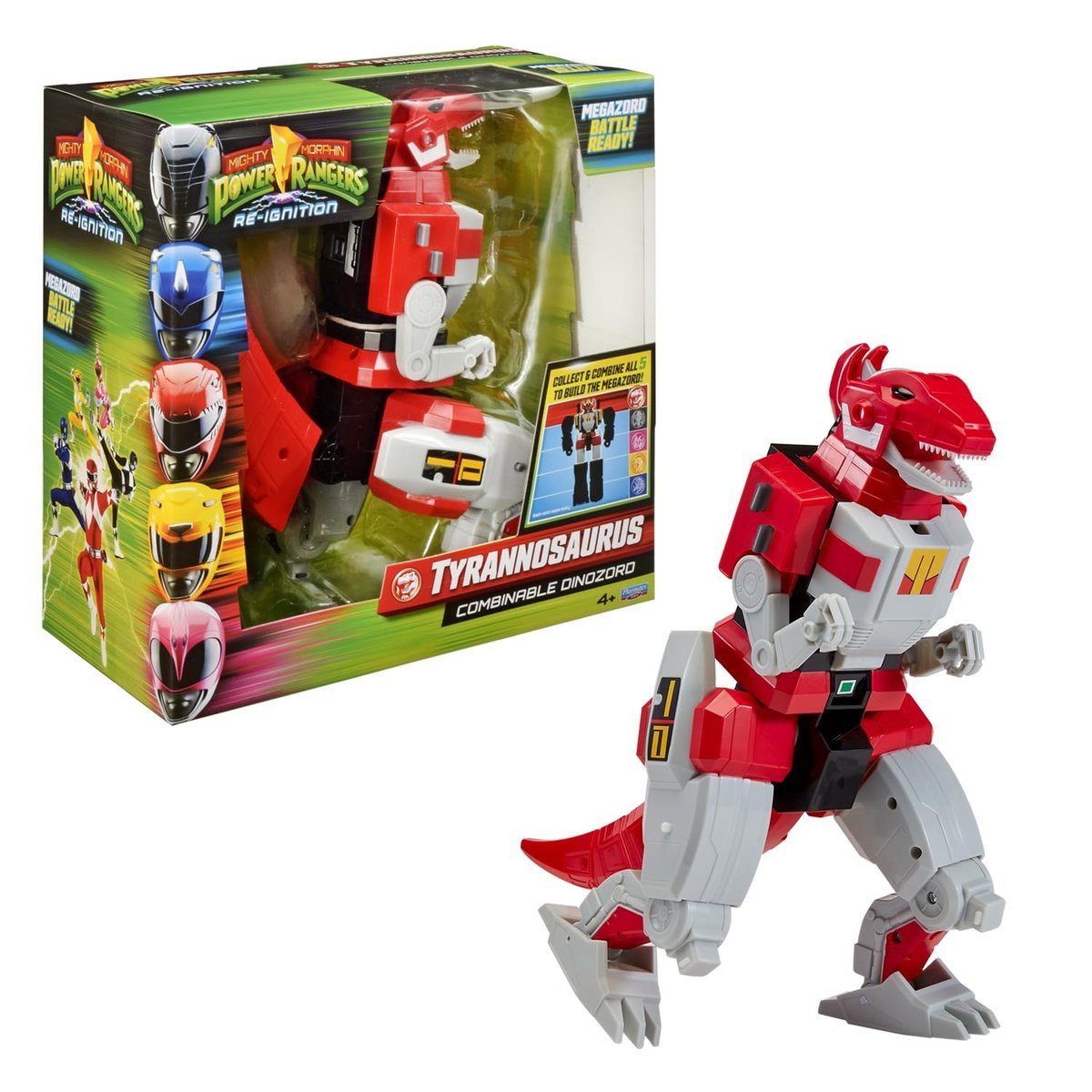 Power Rangers - Kolekcja Megazord, kombinowane Zords przegubowe, figurka, 20 cm, model Tyrannosaurus Rex Dinozord, dla dzieci od 4 lat, PWG001