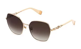 Furla Damskie okulary przeciwsłoneczne Sfu531, błyszczące różowe złoto, z kolorowymi częściami, 56 - Okulary przeciwsłoneczne - miniaturka - grafika 1