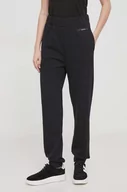 Spodnie damskie - Calvin Klein spodnie dresowe kolor czarny gładkie - miniaturka - grafika 1