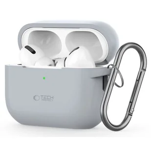 Etui na słuchawki TECH-PROTECT Silicon Hook do Apple Airpods Pro 1/2 Szary - Akcesoria do słuchawek - miniaturka - grafika 1