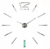 Zegary - Zegar ścienny srebrny 3D przylewany na ścianę 80-130 cm - miniaturka - grafika 1