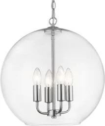 LAMPA WISZĄCA Prague okrągła, szklana, srebrne akcenty, klasyczny styl - Lampy sufitowe LAMPA WISZĄCA Prague okrągła, szklana, srebrne akcenty, klasyczny styl - Lampy sufitowe - miniaturka - grafika 1