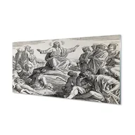 Tablice i flipcharty - Szklany panel + klej Rysunek Jezus ludzie 120x60 - miniaturka - grafika 1