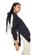 Bluzy damskie - TRENDYOL Bluza damska z kapturem Colorblock Loose Fit, granatowy, M - miniaturka - grafika 1