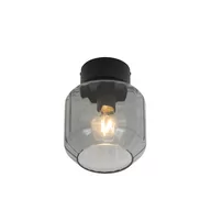 Oprawy, klosze i abażury - QAZQA Nowoczesna lampa sufitowa czarna z przydymionym szkłem - Stiklo - miniaturka - grafika 1