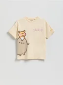 Koszulki dla dziewczynek - Reserved - T-shirt Pusheen - beżowy - miniaturka - grafika 1