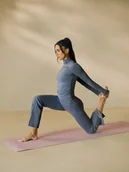 Spodnie sportowe damskie - 4F Spodnie do jogi z rozszerzanymi nogawkami damskie - niebieskie XS - miniaturka - grafika 1