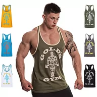 Koszulki sportowe męskie - Gold's Gym, Muscle Joe Contrast Vest, tank top, męski zielony oliwkowo-zielony S - miniaturka - grafika 1