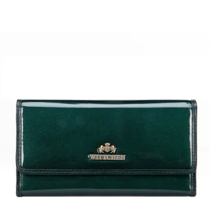 Damski portfel ze skóry naturalnej lakierowanej zielony - Portfele Damski portfel ze skóry naturalnej lakierowanej zielony - Portfele - miniaturka - grafika 1