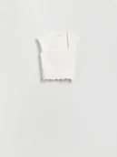 Bluzki damskie - Reserved - Bluzka z ażurowym wykończeniem - złamana biel - miniaturka - grafika 1