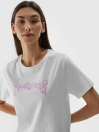Koszulki sportowe damskie - Damski t-shirt z nadrukiem 4F 4FWAW24TTSHF1703 - biały - miniaturka - grafika 1