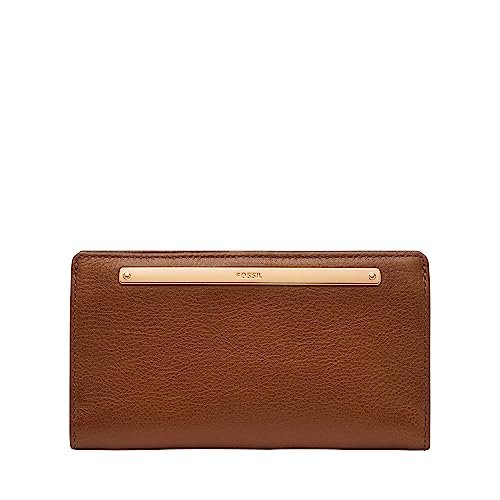 Fossil Damski portfel skórzany Liza Slim Bifold dla kobiet, brązowy W/złoty, jeden rozmiar