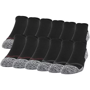 GILDAN Męskie skarpety strategiczne poduszka bez pokazu z tyłu (opakowanie 12 szt.), Black/Grey/Merlot (Pack of 12), XS - Skarpetki damskie - miniaturka - grafika 1