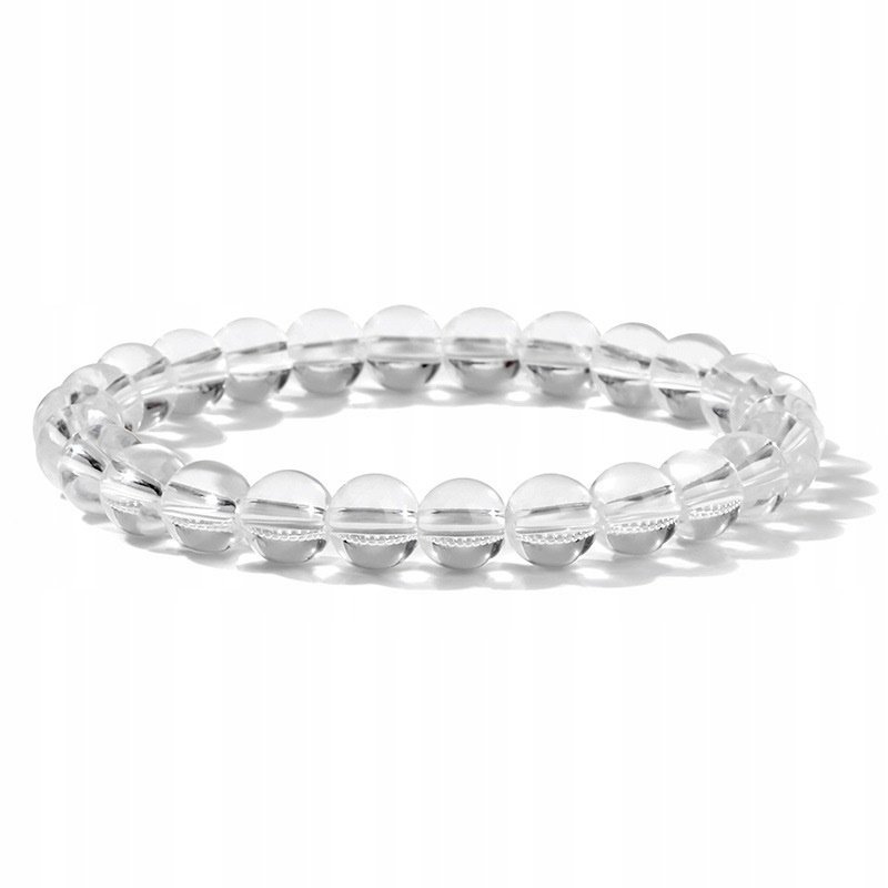 Bransoletka Koraliki Kamień Naturalny Kryształ Górski 8 mm Elastyczna